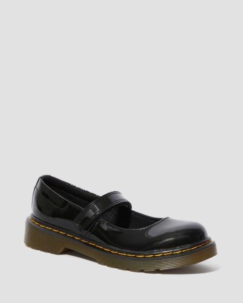 Dr Martens Junior Maccy Patent Leather Mary Jane Detske Čierne | 5946-BYPTZ